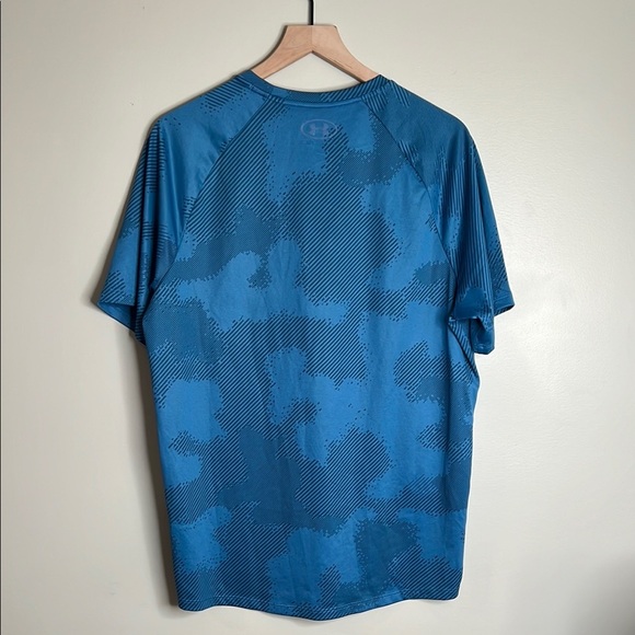 Under Armour The Tech Tee Blue Patterned T-Shirt Large - Picture 4 of 5